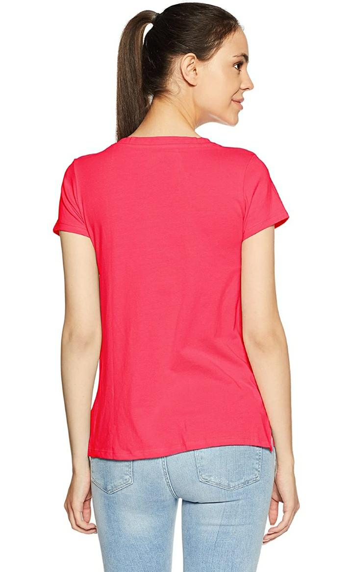 Hanes Women’s Essentials Relaxed Fit Short Sleeve Crewneck T-Shirt (Pink)