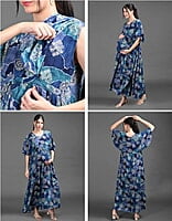 Minelli Printed Maternity / Feeding Long Rayon Gown - 19443A