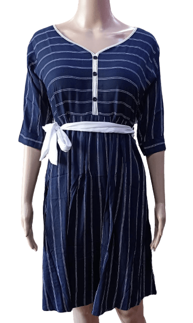 Minelli Navy Blue Stripes Pattern Short Nighty Minelli Navy Blue Stripes Pattern Short Nighty