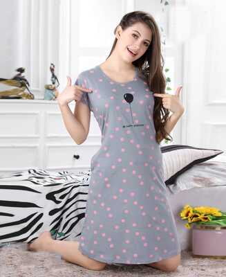 Baloon Printed Short Nighty - Hosiery Cotton