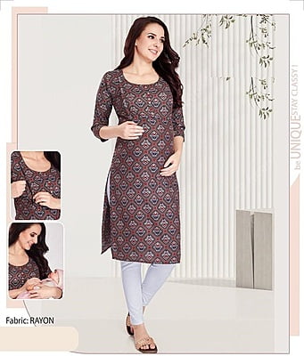 Dark green feeding nursing kurti 