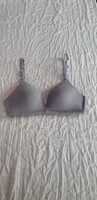 Lightly paded - deep cut neck - seemless satin (Grey) Lightly paded - deep cut neck - seemless satin (Grey)