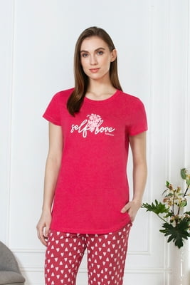 Van Heusen Athleisure Perfect Printed Long Tee - Rasberry Self Love