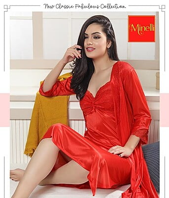 Minelli Lace Babydoll 2 Pcs set - Red Lace (Free Size)