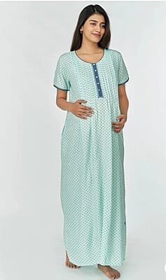 Minelli Printed Maternity / Feeding Full Length Alpine Nighty