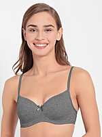 Jockey Women's Wirefree Padded Super Combed Cotton Elastane Stretch Medium Coverage Lace Styling T-Shirt Bra with Adjustable Straps - Style 1723