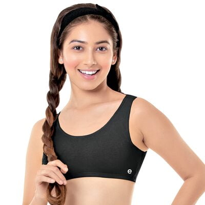 Enamor Women's Girlies Non Padded and Non Wired Bra AE54 (Black)