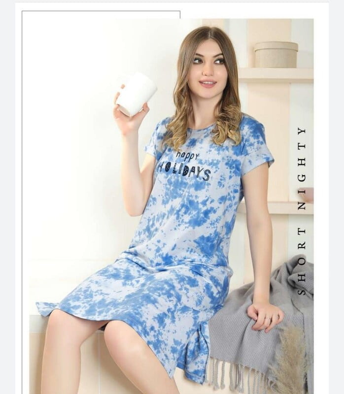 Minelli Tie & Dye Short Nighty - Blue Minelli Tie & Dye Short Nighty - Blue