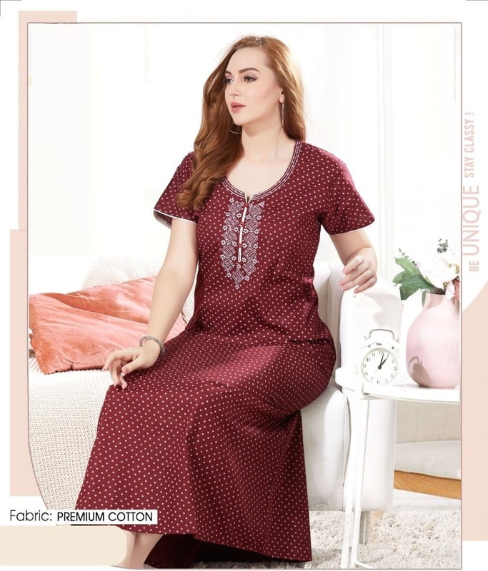 Minelli WomensSuperior Cotton Aline Nighty - Maroon Minelli WomensSuperior Cotton Aline Nighty - Maroon