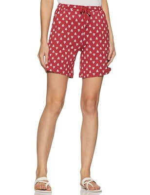 Van Heusen Printed Shorts (Red With White)