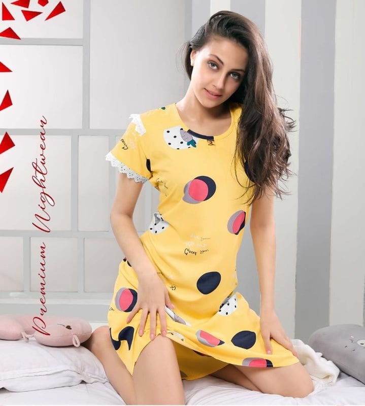 Minelli Short Nighty - Yellow Circles Minelli Short Nighty - Yellow Circles