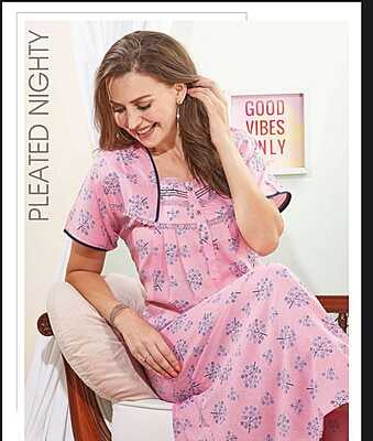 Minelli Full Length Pleat Bizzy Lizzy Cotton Nightdress - 8458