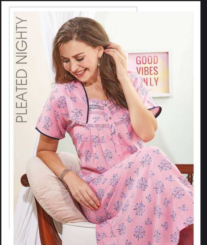 Minelli Full Length Pleat Bizzy Lizzy Cotton Nightdress - 8458