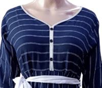 Minelli Navy Blue Stripes Pattern Short Nighty Minelli Navy Blue Stripes Pattern Short Nighty