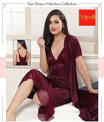 Minelli Lace Babydoll 2 Pcs set - Red Lace (Free Size)