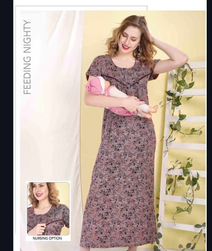 Minelli Printed Maternity / Feeding Full Length Alpine Nighty - 8995 Minelli Printed Maternity / Feeding Full Length Alpine Nighty - 8995
