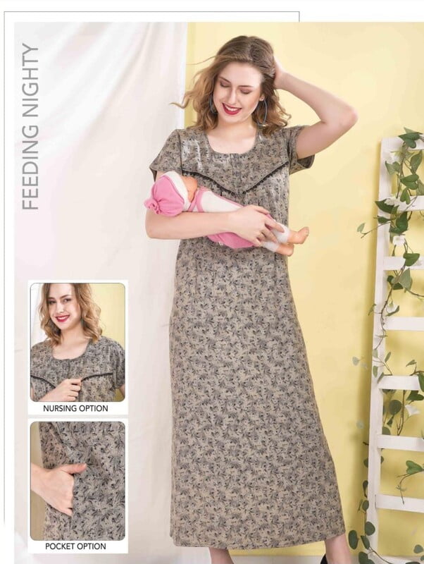 Minelli Printed Maternity / Feeding Full Length Alpine Nighty - 8996 Minelli Printed Maternity / Feeding Full Length Alpine Nighty - 8996