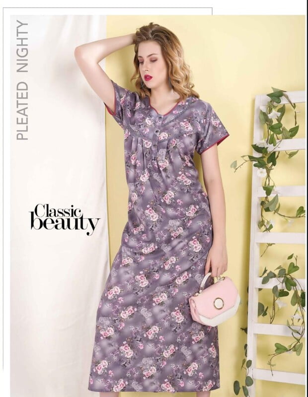 Minelli Womens Pleated Alpine Digital Nighty - 9036 Minelli Womens Pleated Alpine Digital Nighty - 9036