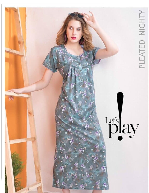 Minelli Womens Pleated Alpine Digital Nighty - 9037 Minelli Womens Pleated Alpine Digital Nighty - 9037