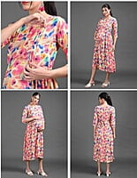 Minelli Printed Maternity / Feeding 3/4 Gown - 9580A