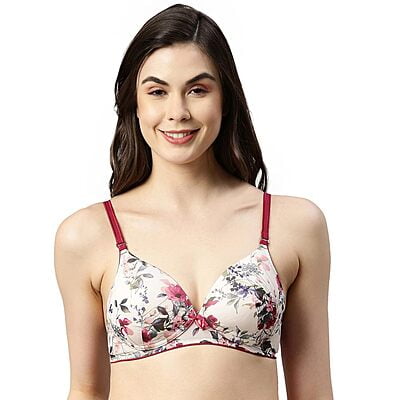 Enamor Smooth Contour Lift Bra For Women - M Shape Bra For Perfect Contour  - Non-Padded, Non-Wired, Full Coverage Bra | F097 | Pearl