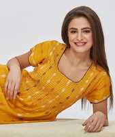 Minelli Drop lines Mid Length Rayon Nighty - Yellow Minelli Drop lines Mid Length Rayon Nighty - Yellow