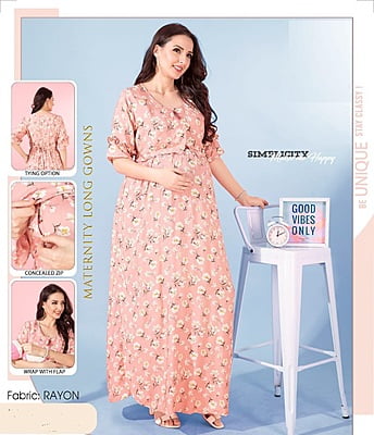Minelli Printed Maternity / Feeding Long Gown - 8060