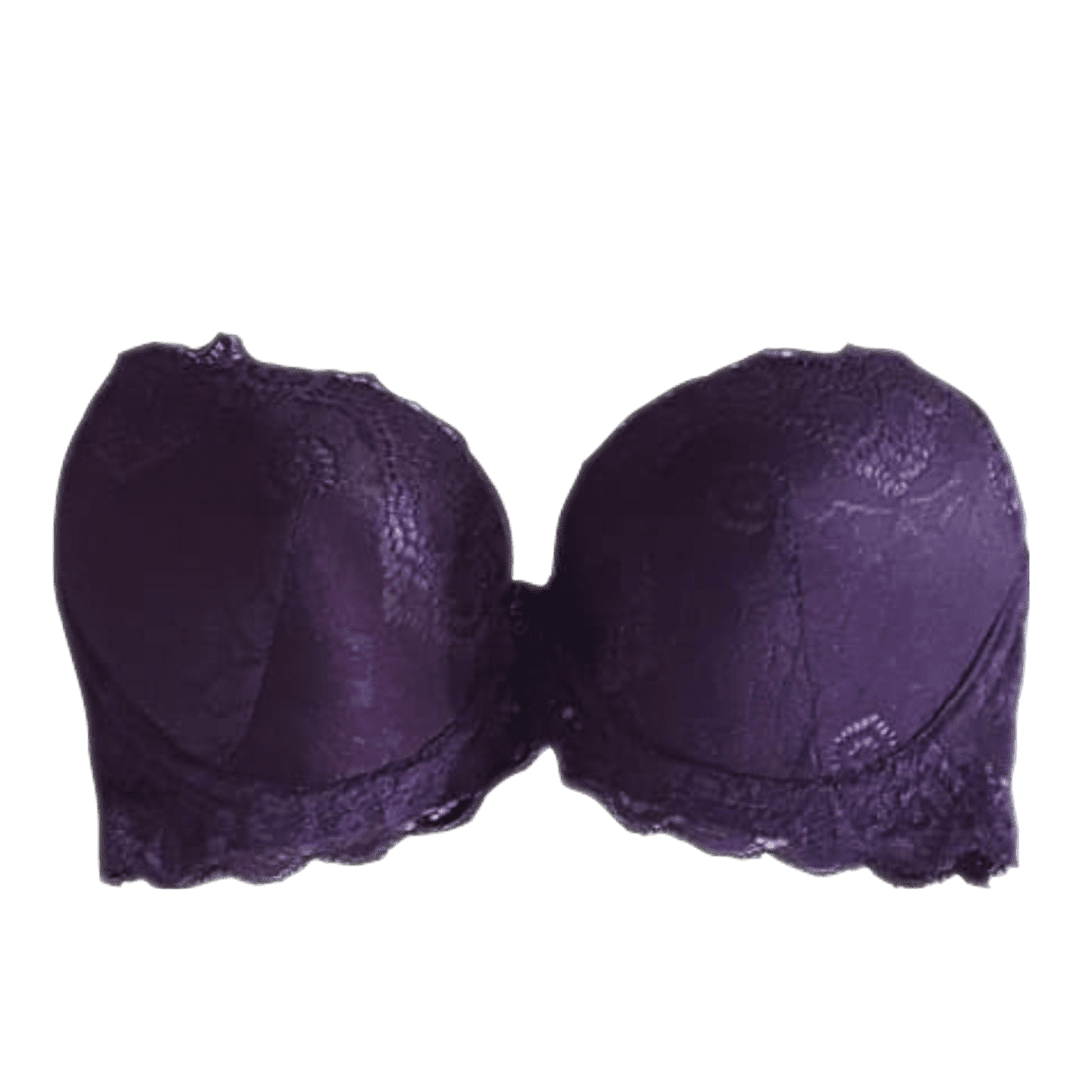 Padded Under Wired Push Up Bra with Lace Coverage (Purple)