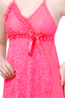 Lace N Mesh Babydoll Pattern with matching Thong - Neon Pink