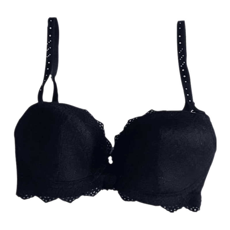 Padded Under Wired Push Up Bra with Net Coverage (Black) Fancy Bra-32B