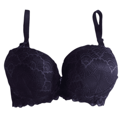 Padded Full Coverage Wired Push Up Bra with Lace  (Purple)