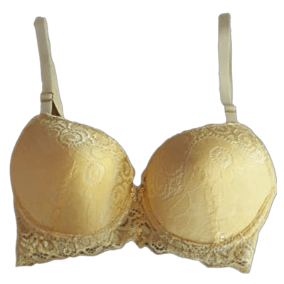 Padded Under Wired Push Up Bra with Lace Coverage (Yellow)