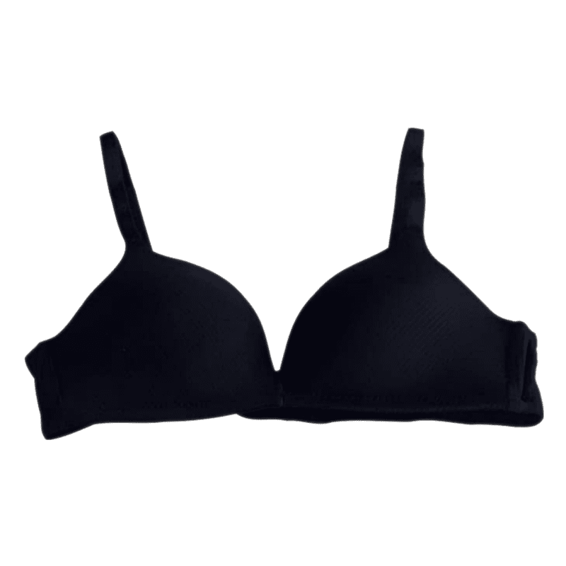 Lightly Padded Deep Cut Seamless Bra Polyester Cotton (Black)