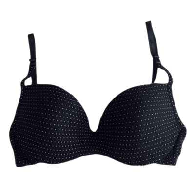 Lightly Padded Deep Cut Seamless Bra Polyester Cotton (Black)