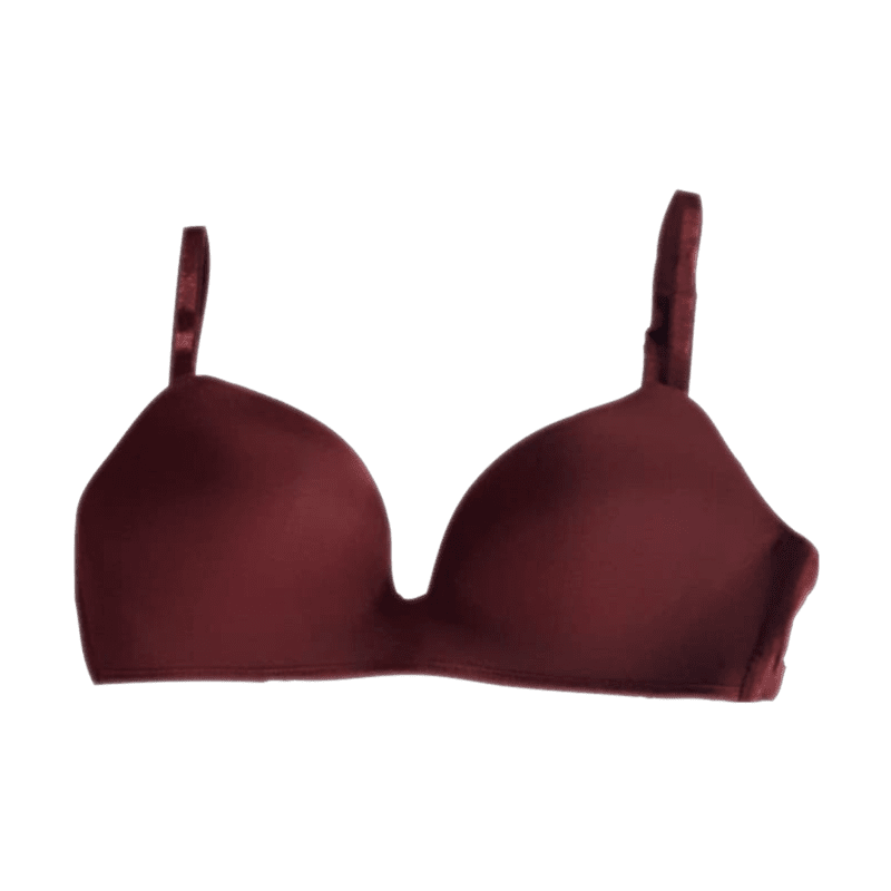 Lightly Padded Seamless Deep Cut Polyester Cotton Bra (Brown)