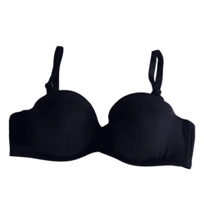 Lightly Padded Semi Coverage Wired Polyester Cotton Bra  Black)