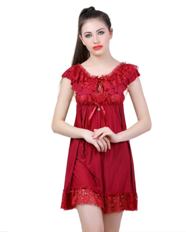 Maroon Lace Babydoll with matching Thong Maroon Lace Babydoll with matching Thong