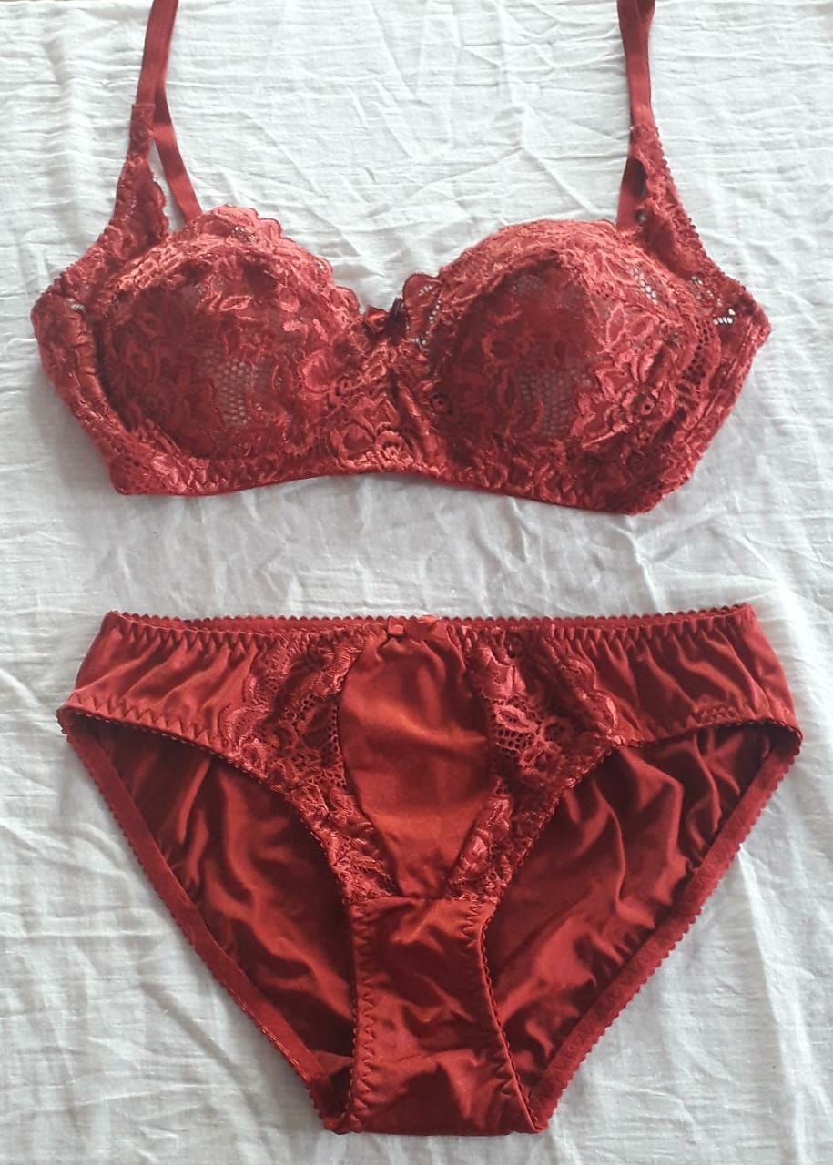 Bridal Bra underwear Set - Red Fancy Padded Bra Set