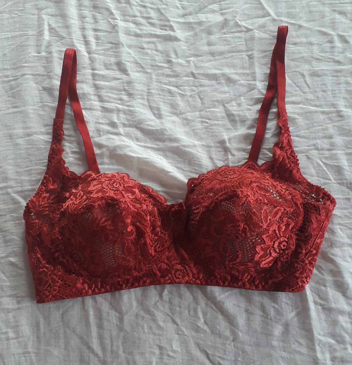 Lady Love Shimmer Bra & Panty Bridal Set-Maroon