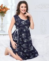 Minelli Navy Blue Stripes Short Nighty Minelli Navy Blue Stripes Short Nighty