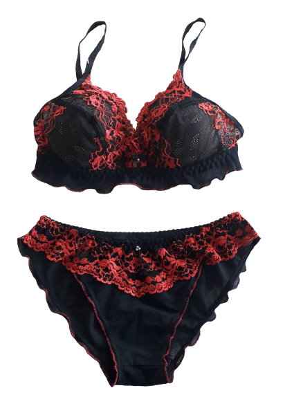 Lady Love Black Berry Bra & Panty Set