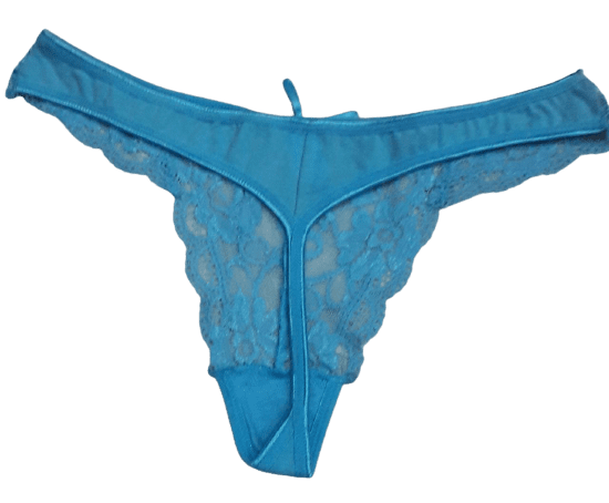 Cheeky Lace Mid Waist T Back Thong Panty- Sky Blue Cheeky Lace Mid Waist T Back Thong Panty- Sky Blue