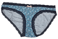 Fancy Mesh Printed Bikini Lacely Panty- Blue Flowery-M(37-38)