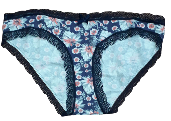 Fancy Mesh Printed Bikini Lacely Panty- Blue Flowery Fancy Mesh Printed Bikini Lacely Panty- Blue Flowery