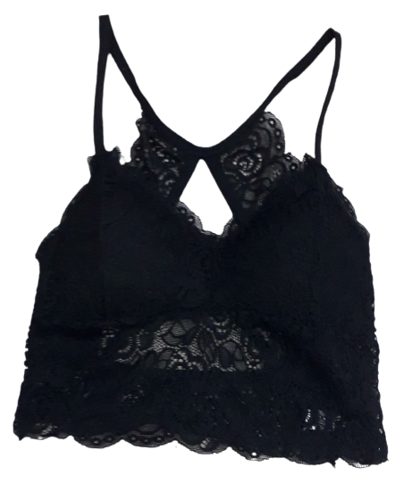 Lightly Padded Deep Cut Seamless Bra Polyester Cotton (Black)