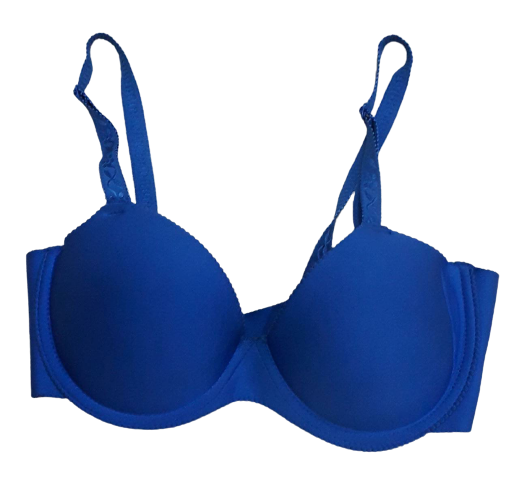 Lightly Padded Full Coverage Polyester Cotton Bra (Dark Blue Dotted)