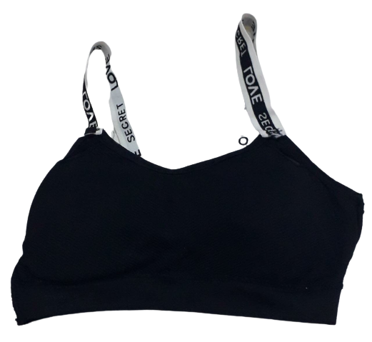 Soft Padded Flower Printed Net Polyester Cotton Sports Bra (Black)