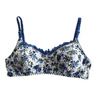 Lady Love Printed Lilly Set Bra & Panty Bridal Set-White With Blue