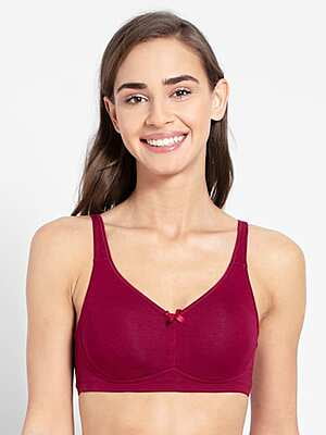 Buy DAISY DEE Red Solid Cotton Single Non-Padded Bra Online at