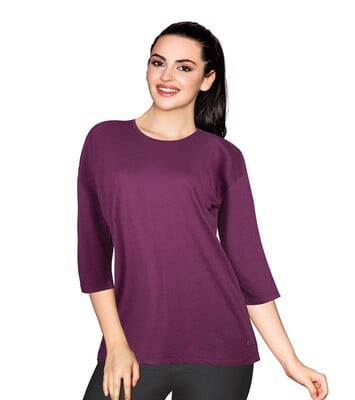 Enamor E037 3/4 Sleeve With Crew Neck (Wine)